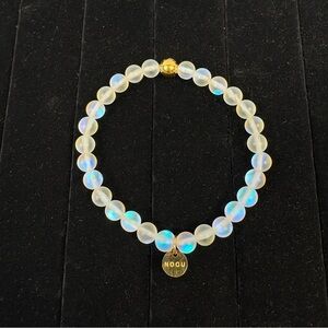 NOGU Rainbow White Mermaid Glass Bead Bracelet Charm Stretch Fit